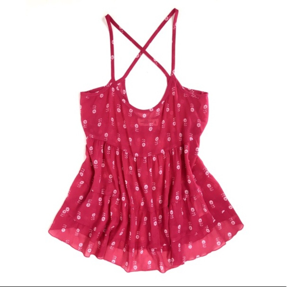 Abercrombie & Fitch Sheer Tiered Strappy Tunic Top